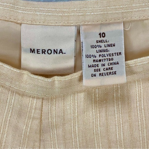 Merona Womens Size 10 100% Linen Split Hem Cream Light Sheen Trouser Pants - Picture 11 of 11